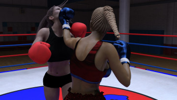 Картинка 3д+графика спорт+ sport бокс ринг фон взгляд девушки