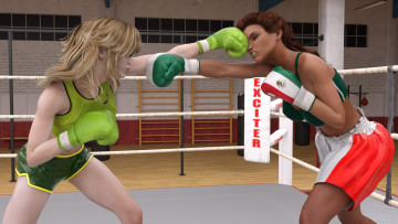 Картинка 3д+графика спорт+ sport девушки взгляд фон бокс ринг