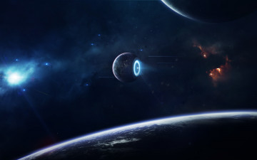 Картинка космос арт планеты вселенная галактики звезды