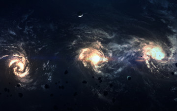 Картинка космос арт планеты вселенная галактики звезды