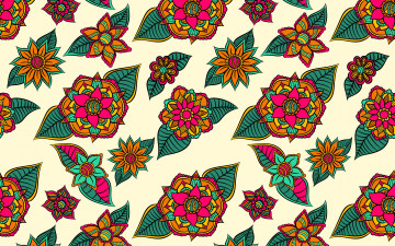 Картинка векторная+графика цветы+ flowers leaves pattern background flower фон цветы