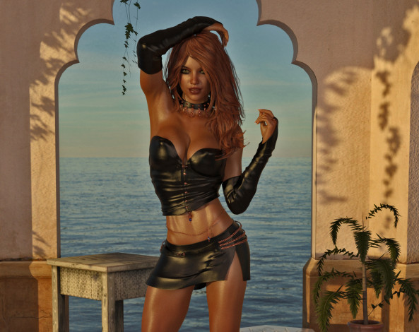 Обои картинки фото 3д графика, люди , people, фон, взгляд, девушка