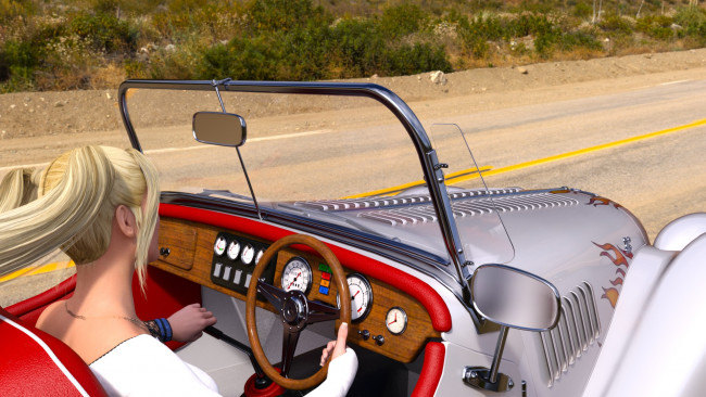 Обои картинки фото 3д графика, люди-авто, мото , people- car ,  moto, взгляд, девушка, автомобиль, фон