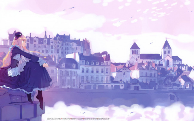 Обои картинки фото календари, аниме, дом, здание, девушка