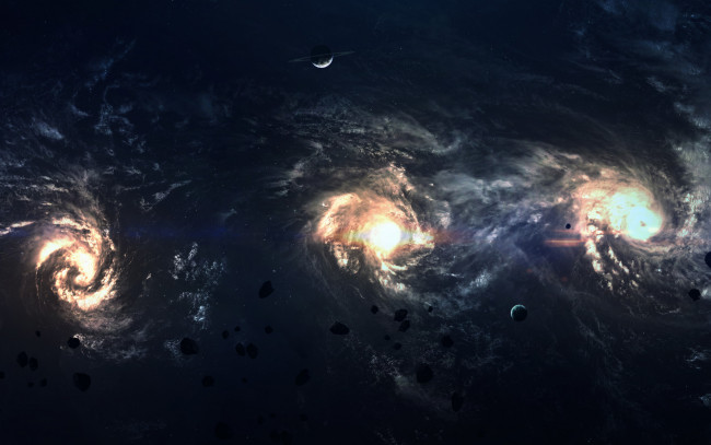 Обои картинки фото космос, арт, планеты, вселенная, галактики, звезды