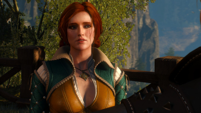 Обои картинки фото видео игры, the witcher 3,  wild hunt, ведьма, трисс, меригольд, ограда, рыжая