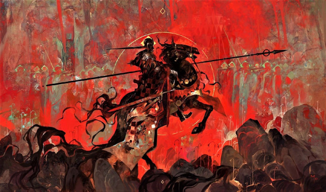 Обои картинки фото рисованное, религия, всадник, копье, святые