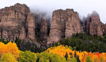 Картинка природа горы лес осень тучи