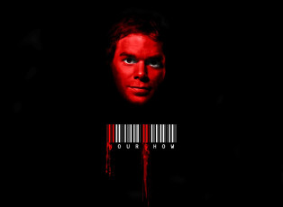 обоя кино фильмы, dexter, декстер, лицо, штрихкод, кровь, маньяк