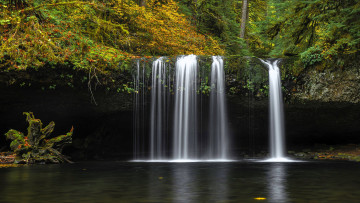 обоя природа, водопады, лес, камень, осень, водопад, озеро, ступень