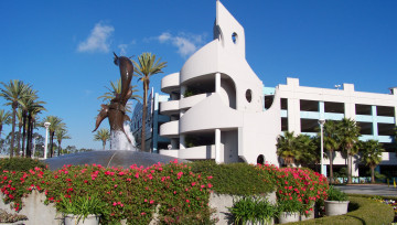 обоя города, фонтаны, калифорния, фонтан, дельфин, long, beach