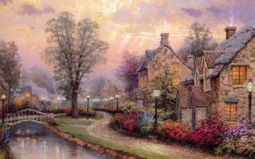 Картинка thomas kinkade рисованные пейзаж