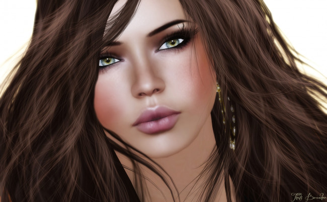 Обои картинки фото 3д, графика, portraits, портрет, волосы, брюнетка, лицо