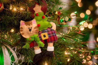 Картинка праздничные украшения кот