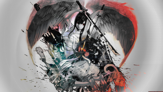 Обои картинки фото аниме, fairy tail, бинт, девушка, мечи, erza, scarlet