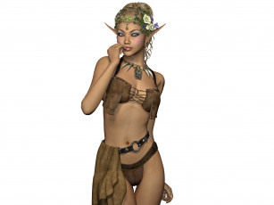 Картинка 3д+графика эльфы+ elves фон взгляд эльфийка цветы