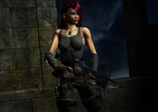 Картинка 3д+графика фантазия+ fantasy оружие взгляд девушка фон