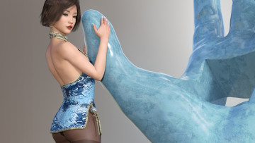 Картинка 3д+графика люди+ people фон девушка взгляд