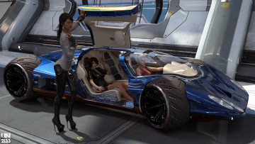 Картинка автомобили 3d+car&girl фон автомобиль взгляд девушки