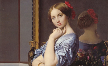 Картинка рисованное живопись девушка интерьер фон взгляд