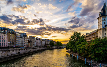 Картинка города -+улицы +площади +набережные rivers houses france закат дома канал река франция