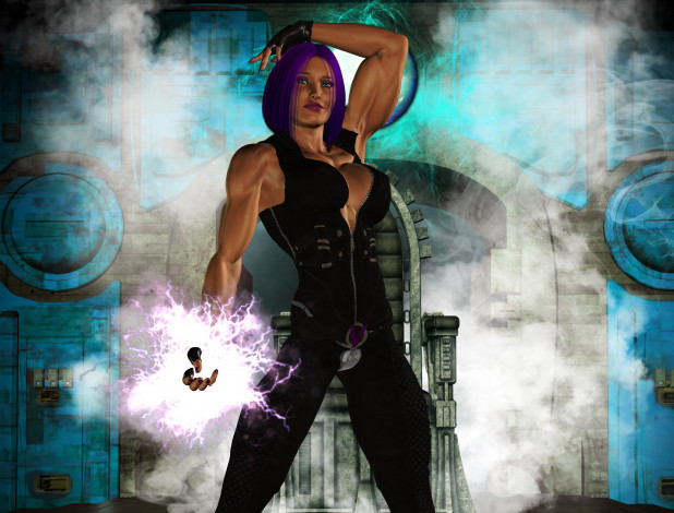 Обои картинки фото 3д графика, фантазия , fantasy, девушка, магия, фон, взгляд