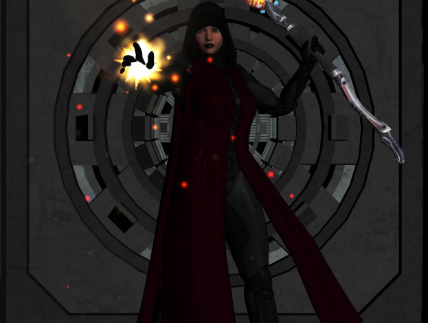 Обои картинки фото 3д графика, фантазия , fantasy, фон, магия, взгляд, девушка