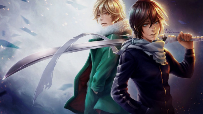 Обои картинки фото аниме, noragami, бездомный, бог, Ято, юкине, арт