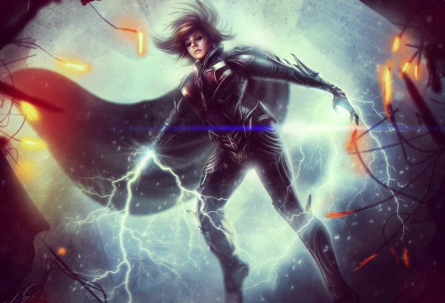 Обои картинки фото 3д графика, фантазия , fantasy, девушка, фон, взгляд