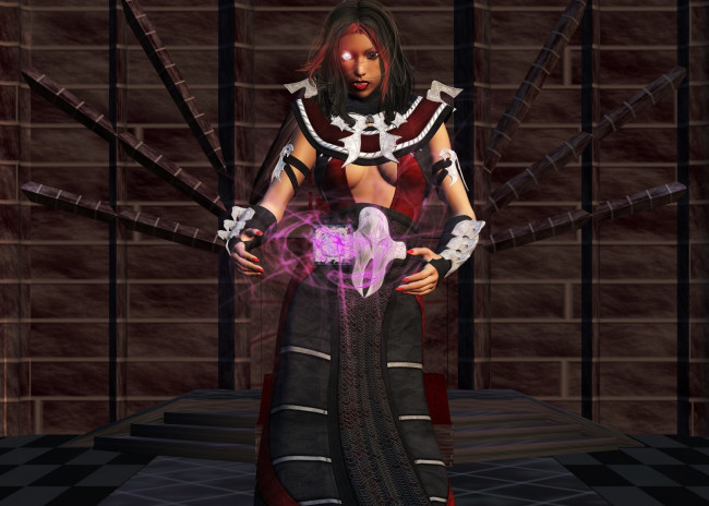 Обои картинки фото 3д графика, фантазия , fantasy, магия, фон, взгляд, девушка