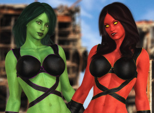 Картинка 3д+графика существа+ creatures фон взгляд девушки