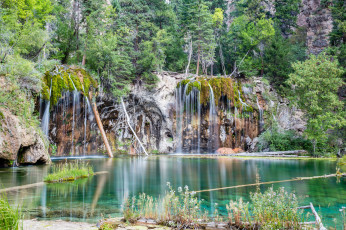 Картинка природа водопады лес река водопад