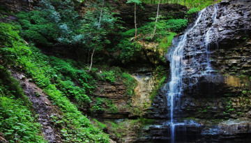 Картинка природа водопады лес река водопад