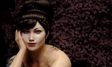 Картинка 3д+графика портрет+ portraits девушка взгляд фон