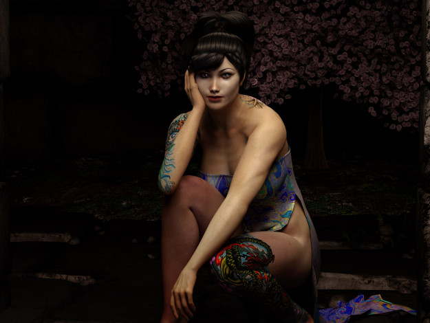 Обои картинки фото 3д графика, люди , people, девушка, взгляд, фон