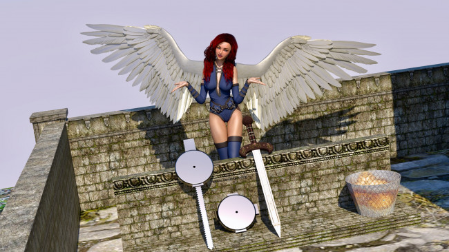 Обои картинки фото 3д графика, ангел , angel, девушка, взгляд, фон, ангел