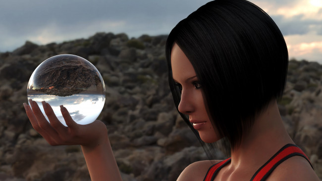 Обои картинки фото 3д графика, портрет , portraits, фон, взгляд, девушка