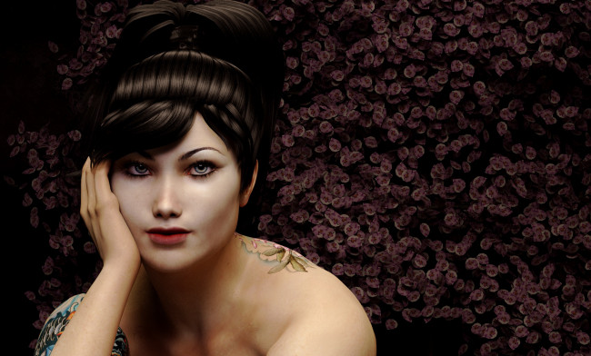 Обои картинки фото 3д графика, портрет , portraits, девушка, взгляд, фон