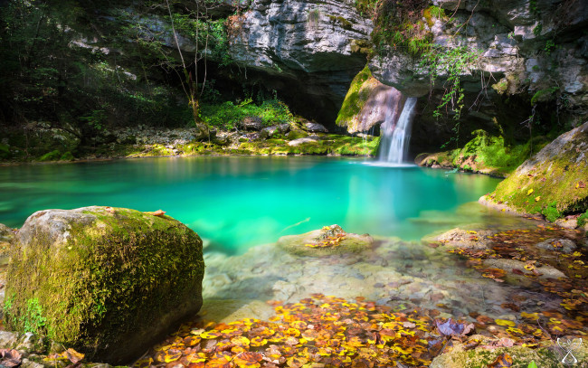 Обои картинки фото природа, водопады, лес, река, водопад