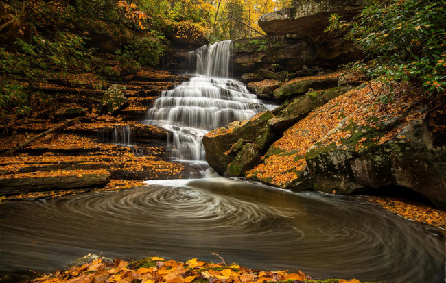 Обои картинки фото природа, водопады, водопад, лес, река