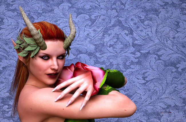 Обои картинки фото 3д графика, существа , creatures, взгляд, фон, девушка