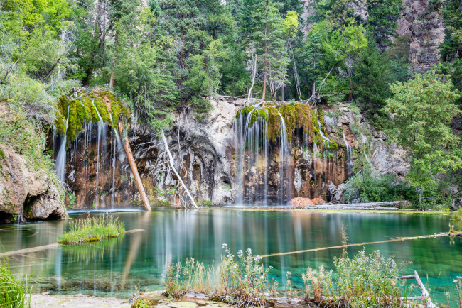 Обои картинки фото природа, водопады, лес, река, водопад