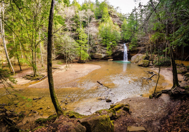Обои картинки фото природа, водопады, водопад, скала