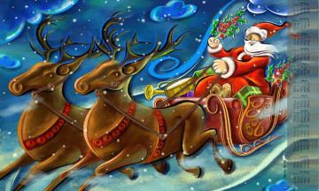 Картинка календари праздники +салюты олень санта клаус 2018 подарки