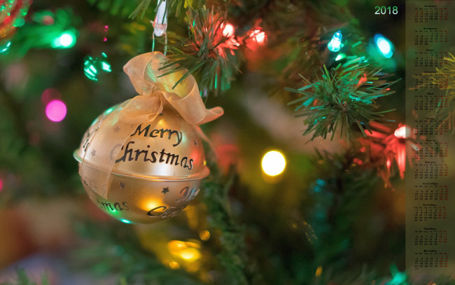 Обои картинки фото календари, праздники,  салюты, колокольчик, ветки, 2018