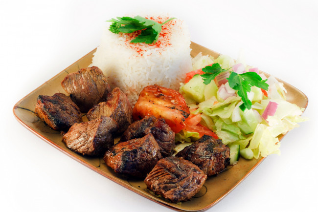 Обои картинки фото еда, мясные блюда, мясо, овощи, рис