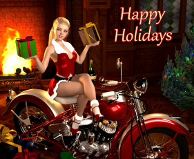 Картинка 3д+графика праздники+ holidays девушка фон взгляд