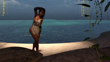 Картинка 3д+графика люди+ people пляж море фон девушка