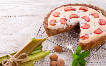 Картинка еда пироги ревень миндаль пирог мята