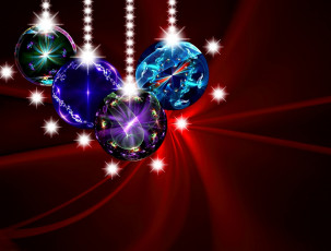 Картинка праздничные 3д+графика+ новый+год шарики блики